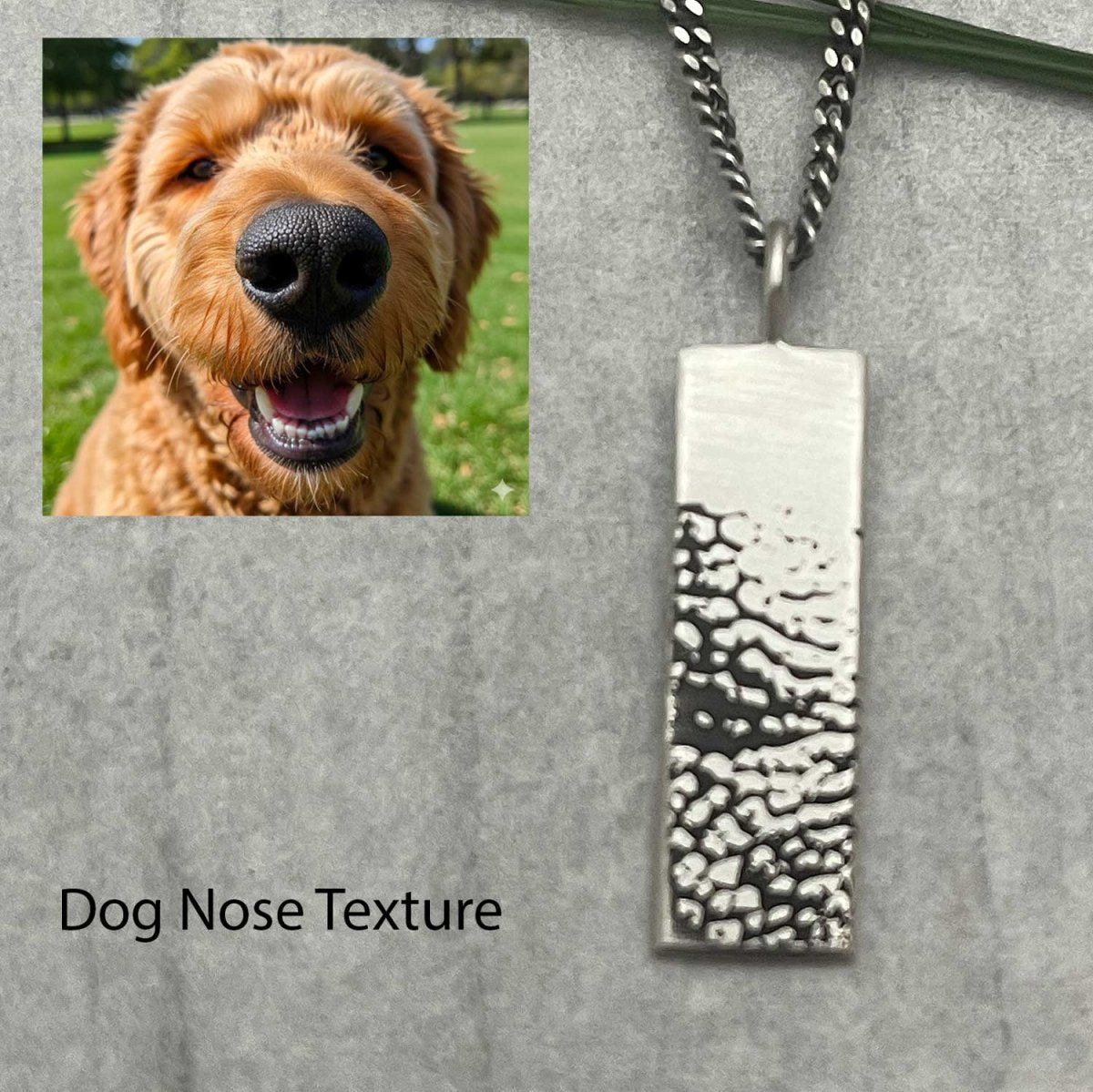 Dog Nose Texture Print Rectangle Necklace – Sterling Silver