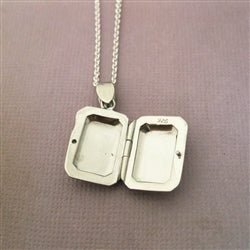 Engraved Sterling Silver Rectangle Locket - Luxe Design Jewellery