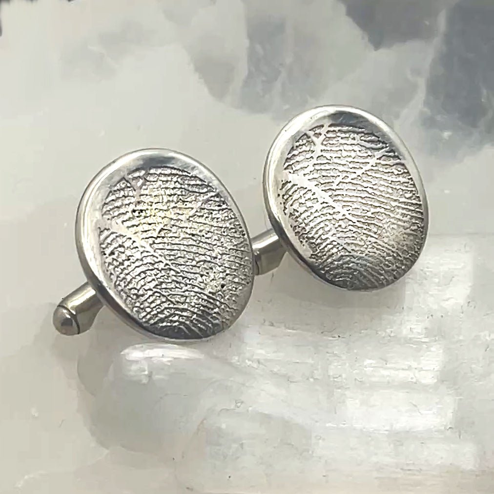Fingerprint Cuff Links in Sterling Silver Made From Your Fingerprint Images