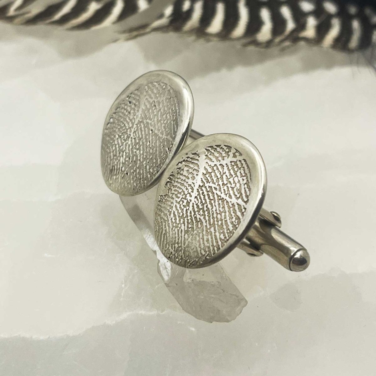 Fingerprint Cuff Links in Sterling Silver Made From Your Fingerprint Images