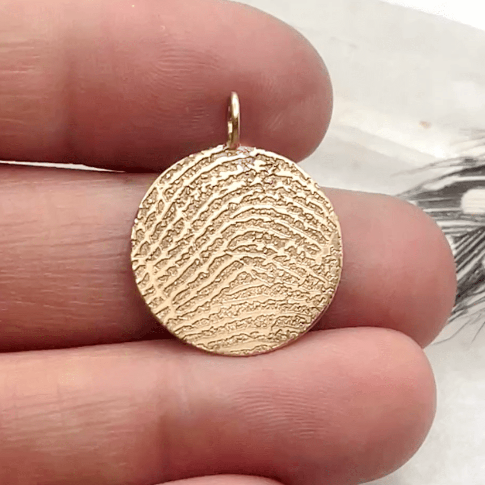 Fingerprint Disc in 14 Karat Yellow Gold - Email us your Fingerprint