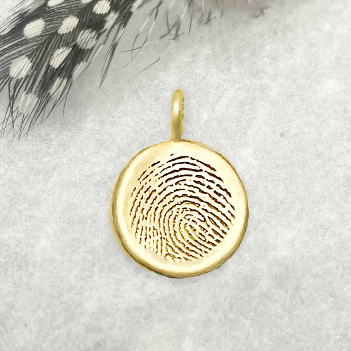 Fingerprint Pendant 14 Karat Gold Small Organic Indent Shape | Email or Upload Your Fingerprint