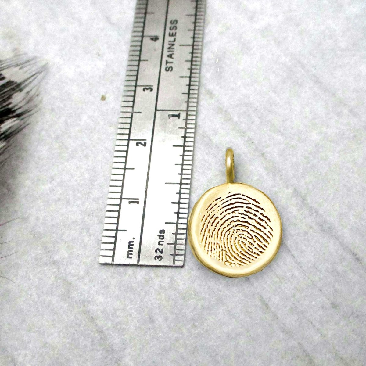 Fingerprint Pendant 14 Karat Gold Small Organic Indent Shape | Email or Upload Your Fingerprint