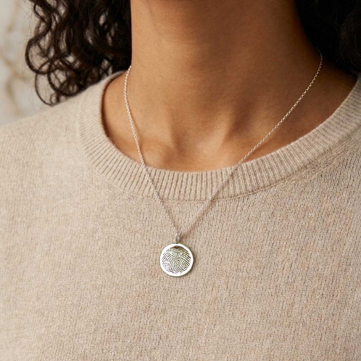 Fingerprint Pendant Small Organic Indent Shape | Email or Upload Your Fingerprint