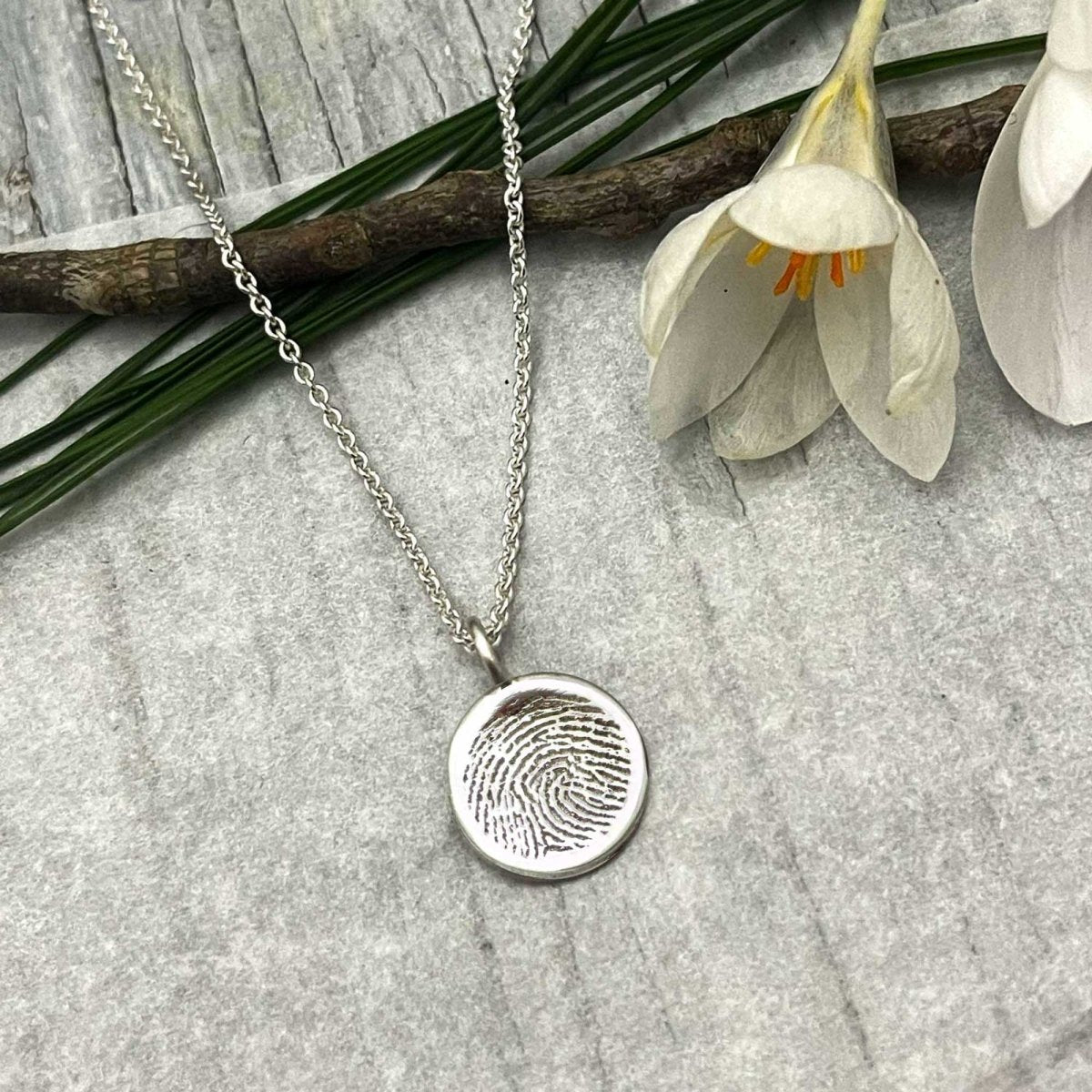 Fingerprint Pendant Small Organic Indent Shape | Email or Upload Your Fingerprint
