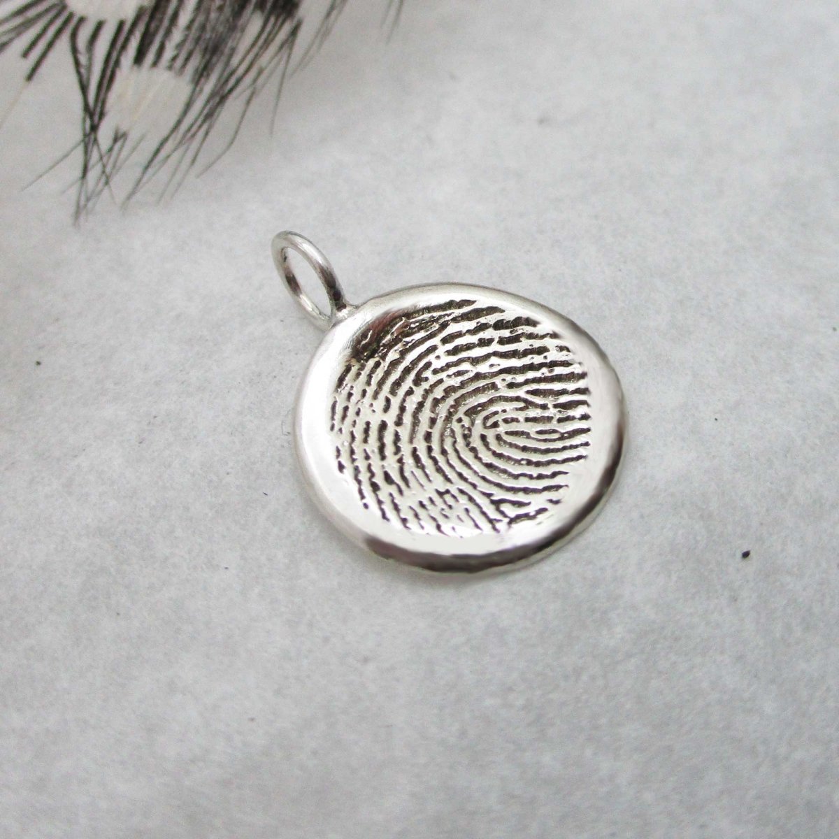 Fingerprint Pendant Small Organic Indent Shape | Email or Upload Your Fingerprint