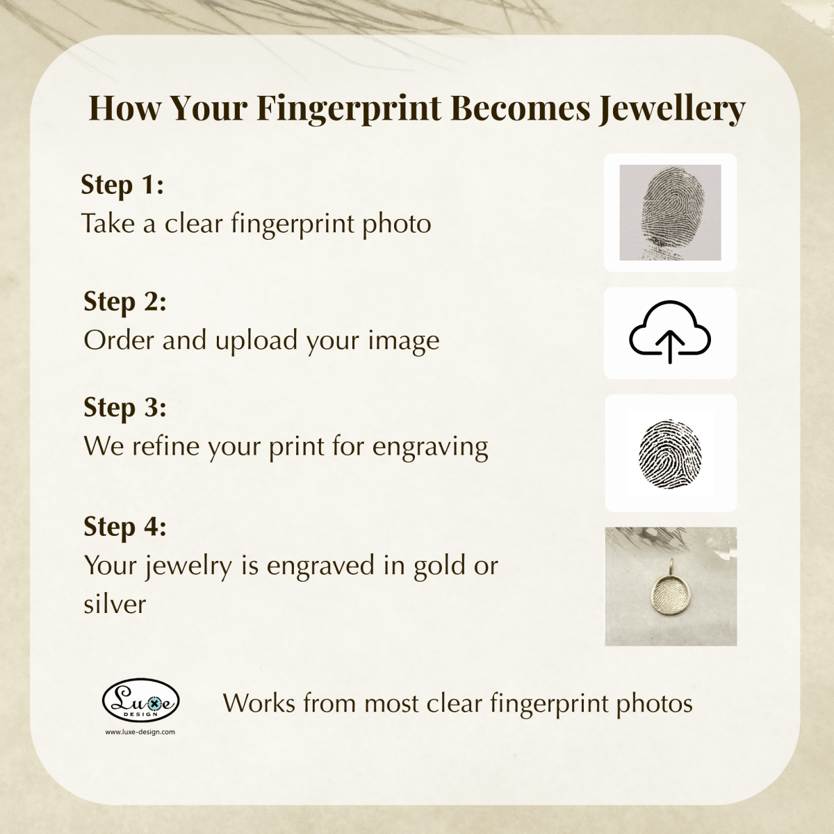 Fingerprint Pendant Small Organic Indent Shape | Email Your Fingerprint