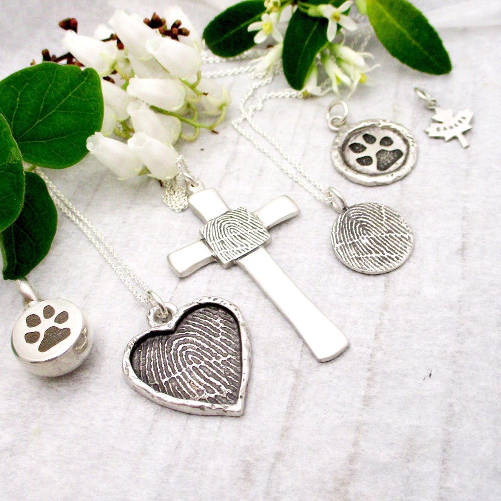 Framed Heart Fingerprint Pendant in Sterling Silver - Luxe Design Jewellery