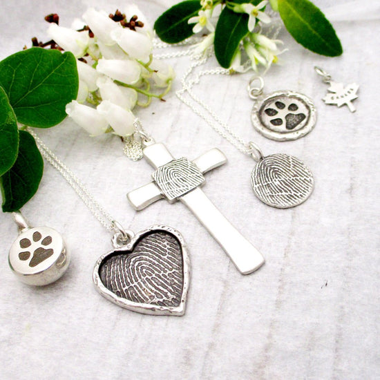 Framed Heart Fingerprint Pendant in Sterling Silver - Luxe Design Jewellery