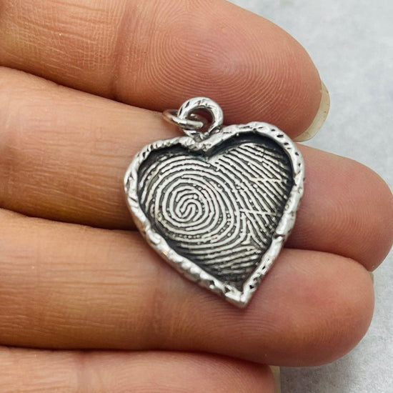 Framed Heart Fingerprint Pendant in Sterling Silver - Luxe Design Jewellery
