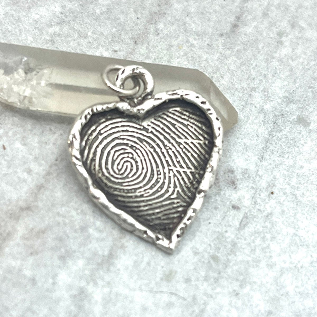 Framed Heart Fingerprint Pendant in Sterling Silver - Luxe Design Jewellery