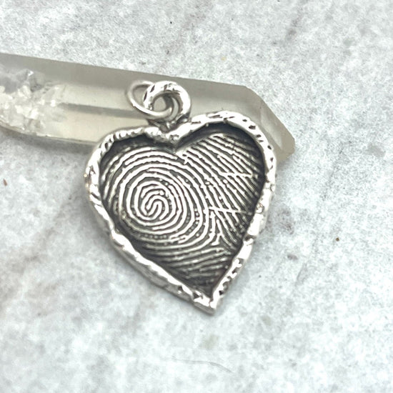 Framed Heart Fingerprint Pendant in Sterling Silver - Luxe Design Jewellery