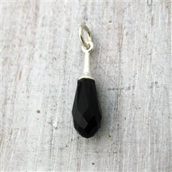 Genuine Onyx Crystal Briolette Sterling Silver Charm - Luxe Design Jewellery