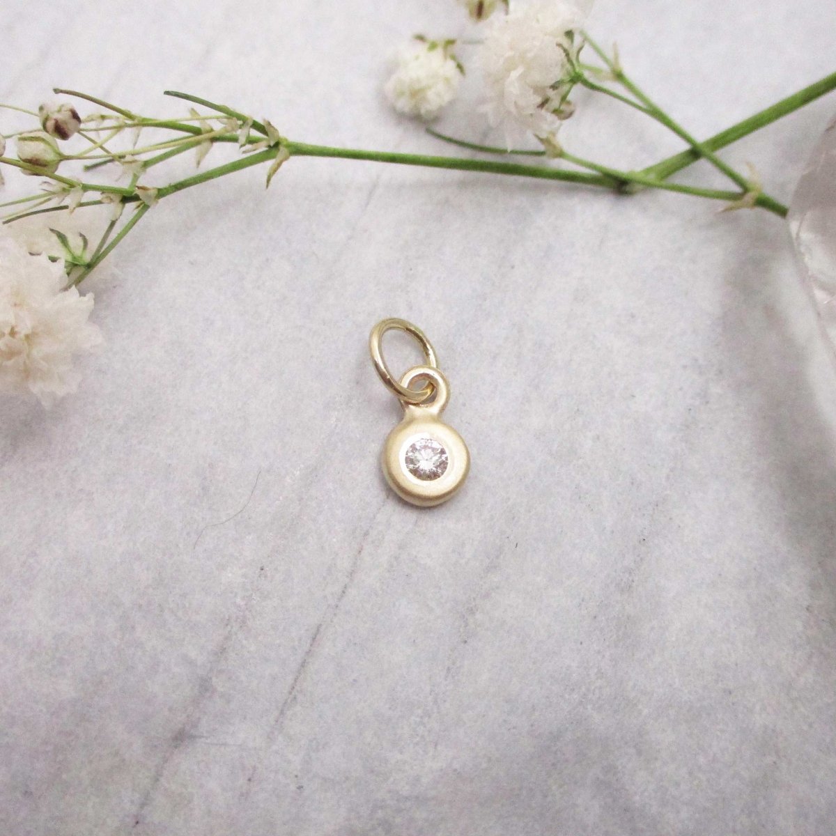 Gold April Birthstone Charm in Genuine Diamond - Luxe Design Jewellery