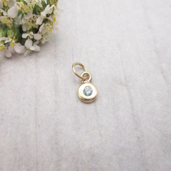 Gold December Birthstone Charm in Genuine Blue Zircon - Luxe Design Jewellery