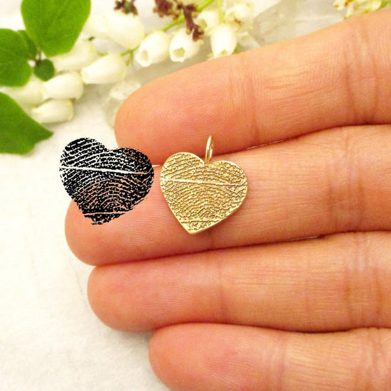 Gold Heart Fingerprint Pendant - Email us Your Fingerprint - Luxe Design Jewellery