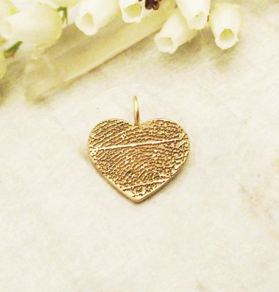 Gold Heart Fingerprint Pendant - Email us Your Fingerprint - Luxe Design Jewellery