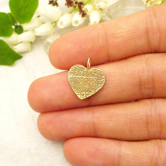 Gold Heart Fingerprint Pendant - Email us Your Fingerprint - Luxe Design Jewellery