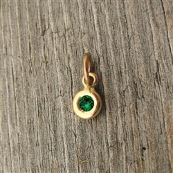 Gold May Birthstone Charm in Genuine Emerald - Luxe Design Jewellery