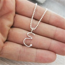 Handmade Script Initial Necklace Letter E - Luxe Design Jewellery