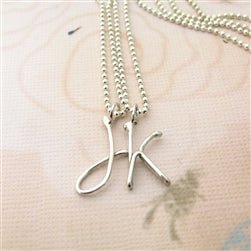 Handmade Script Initial Necklace Letter J on Ball Chain - Luxe Design Jewellery