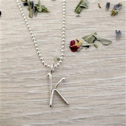 Handmade Script Initial Necklace Letter K - Luxe Design Jewellery