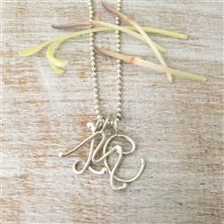 Handmade Script Initial Necklace Letter M - Luxe Design Jewellery