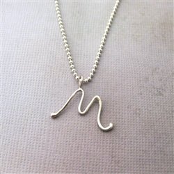 Handmade Script Initial Necklace Letter M - Luxe Design Jewellery