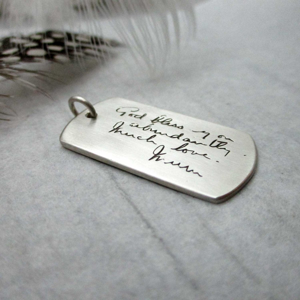 Handwriting Dog Tag Pendant – Sterling Silver