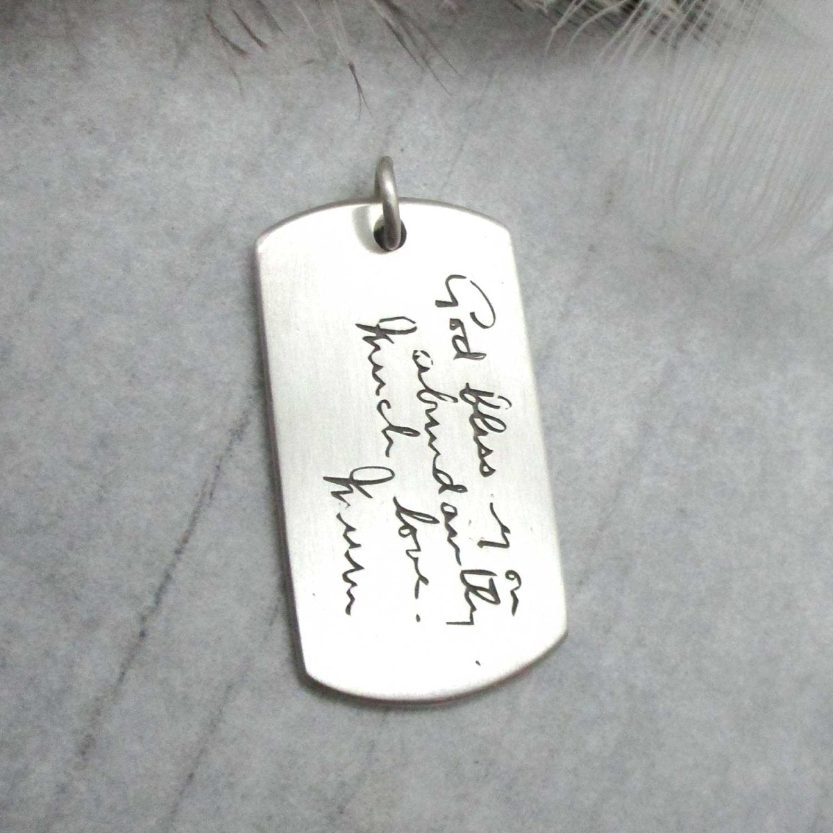 Handwriting Dog Tag Pendant – Sterling Silver