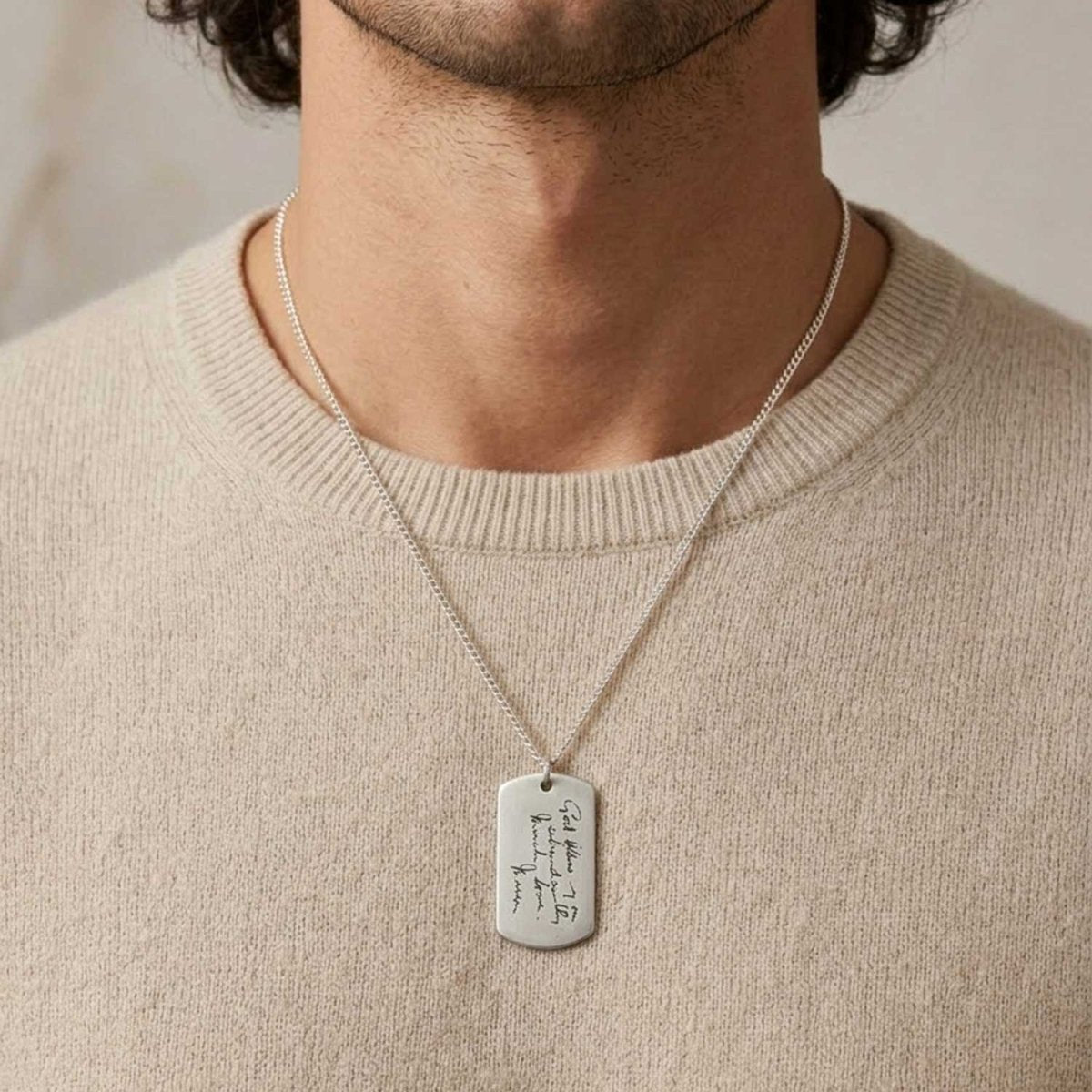 Handwriting Dog Tag Pendant – Sterling Silver