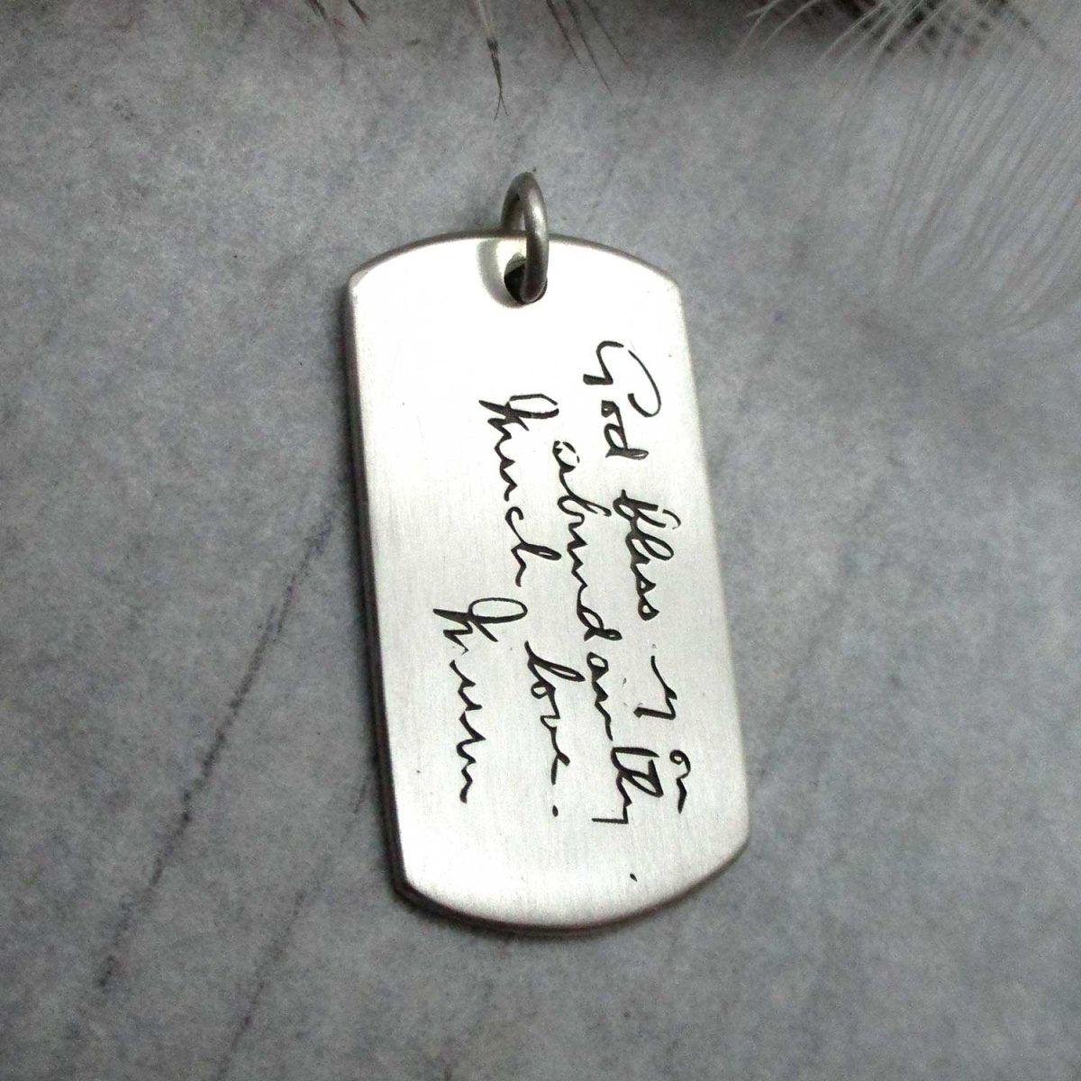 Handwriting Dog Tag Pendant – Sterling Silver