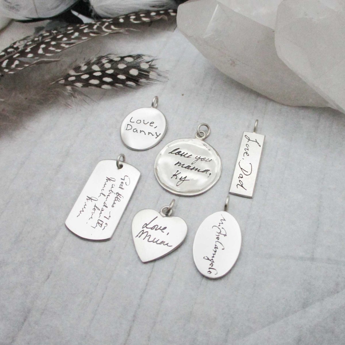 Handwriting Organic Oval Pendant – Sterling Silver