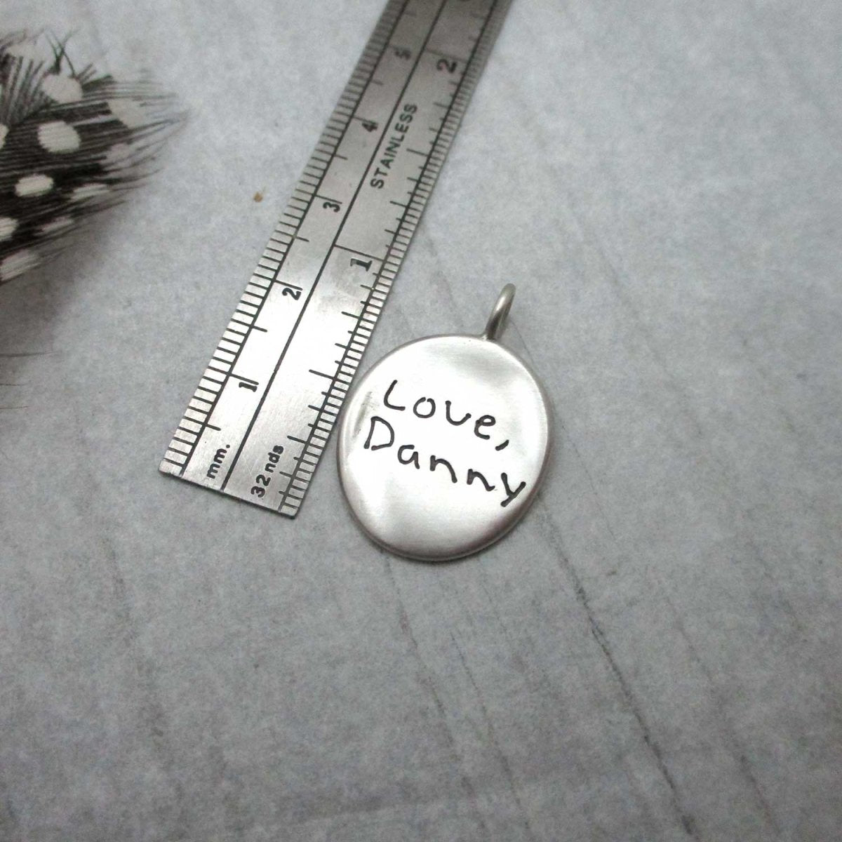 Handwriting Organic Oval Pendant – Sterling Silver