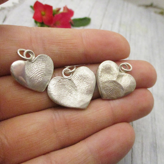 Heart Shaped Solid Silver Fingerprint Impression Pendant - Add 1 - 3 Fingerprints. - Luxe Design Jewellery