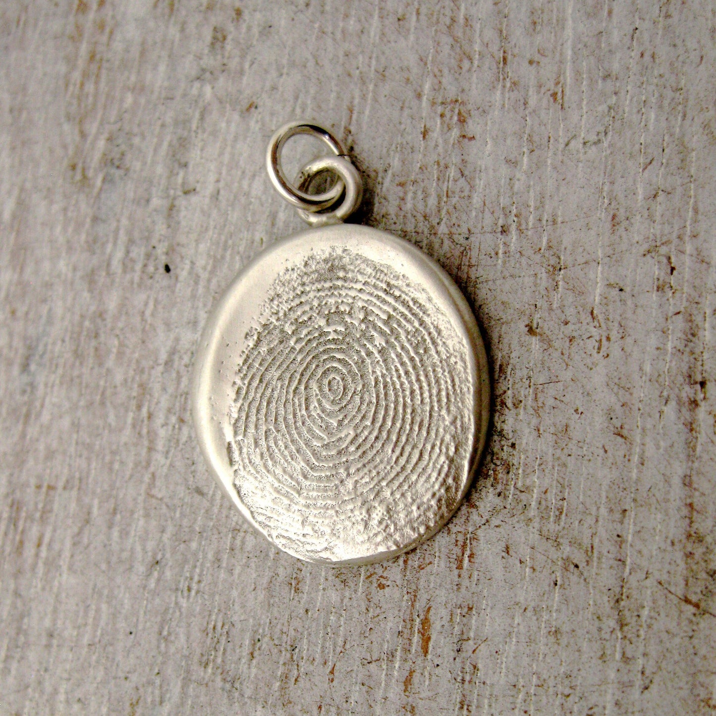 Organic Fingerprint Pendant | Adult Fingerprint Jewelry | Memorial Keepsake | Sterling Silver Oval