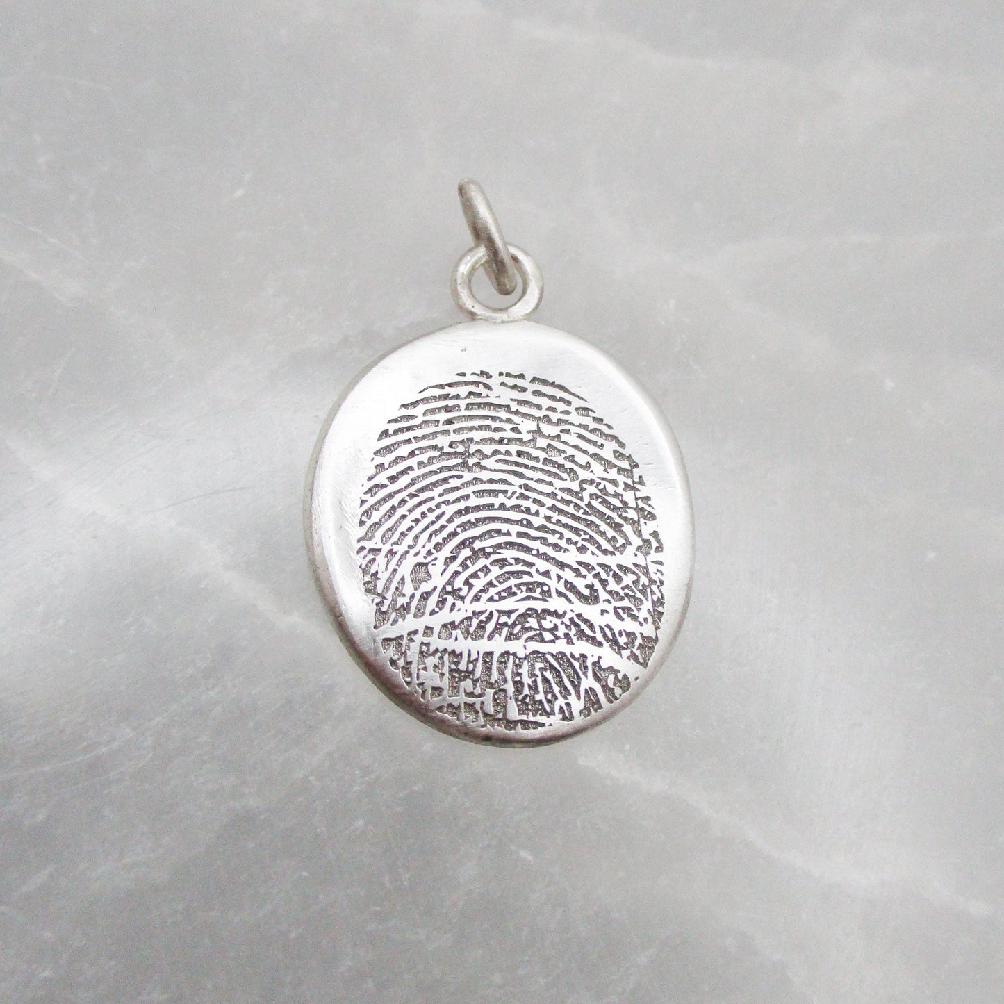 Organic Fingerprint Pendant | Adult Fingerprint Jewelry | Memorial Keepsake | Sterling Silver Oval