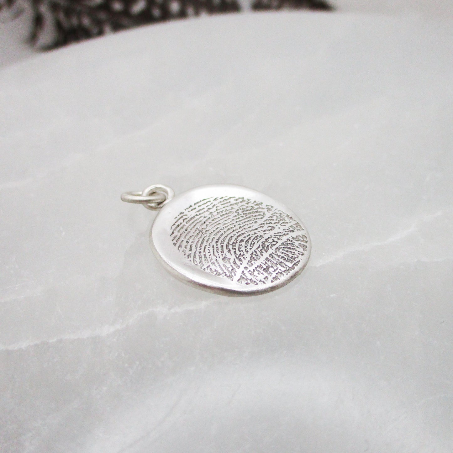 Organic Fingerprint Pendant | Adult Fingerprint Jewelry | Memorial Keepsake | Sterling Silver Oval