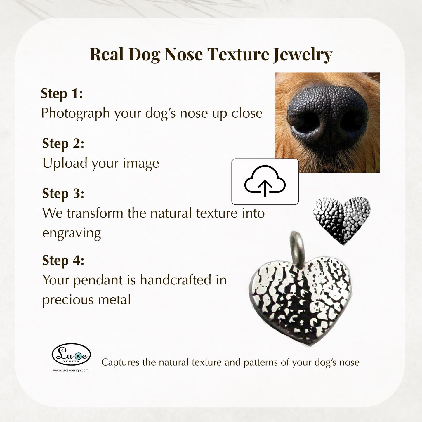 Solid 14 Karat Gold Dog Nose Texture Disc Pendant – Custom Pet Memorial Jewelry