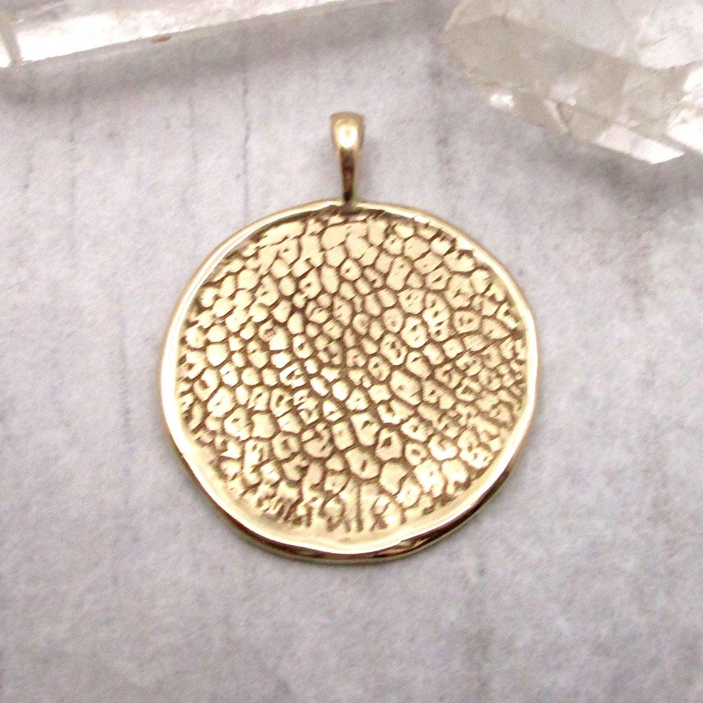 Solid 14 Karat Gold Dog Nose Texture Disc Pendant – Custom Pet Memorial Jewelry