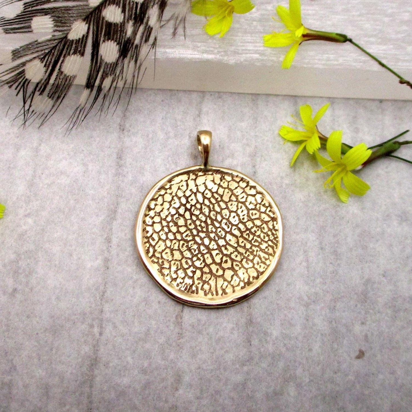 Solid 14 Karat Gold Dog Nose Texture Disc Pendant – Custom Pet Memorial Jewelry