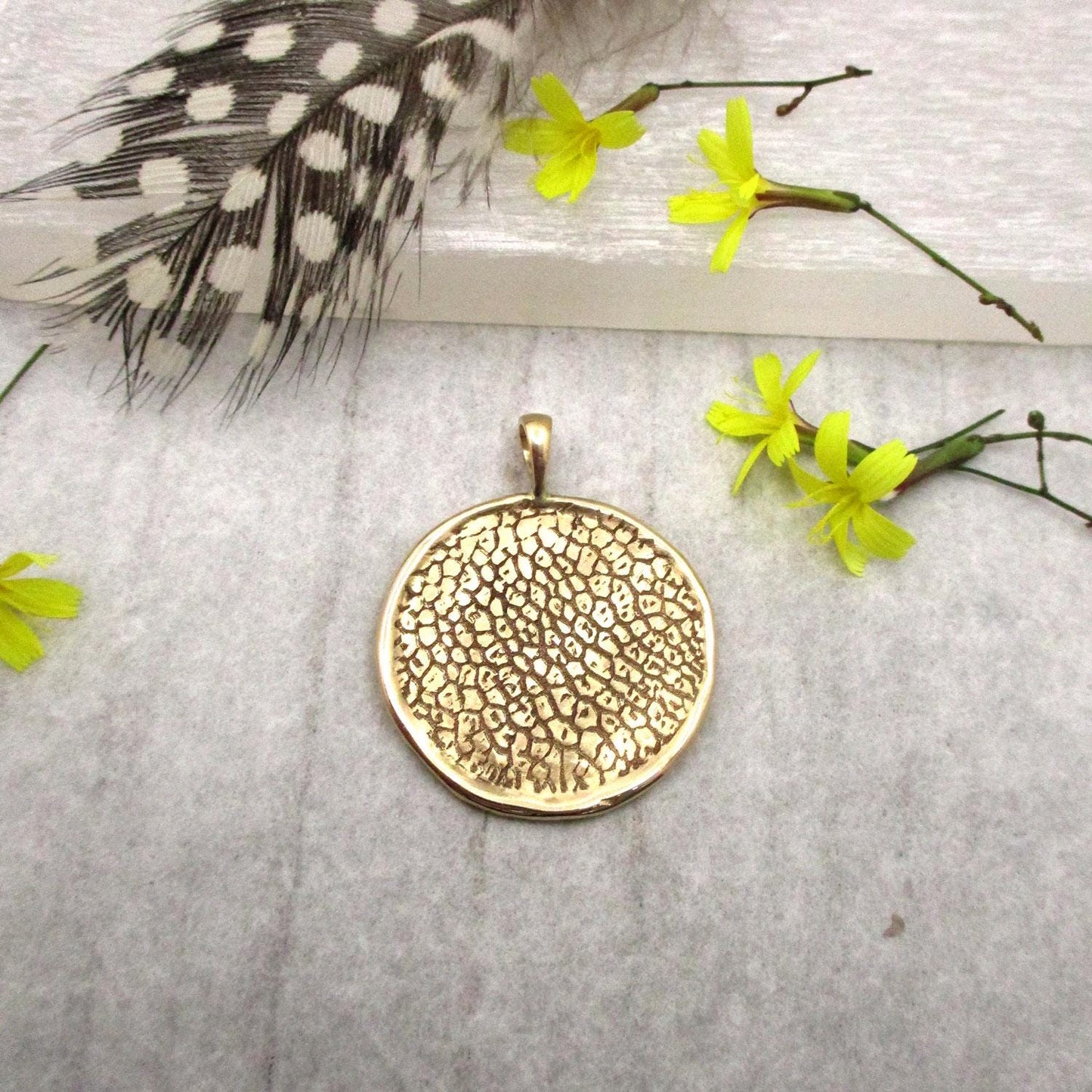 Solid 14 Karat Gold Dog Nose Texture Disc Pendant – Custom Pet Memorial Jewelry