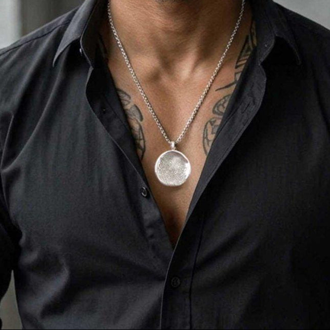 Sterling Full Size Organic Fingerprint Pendant | Upload Your Image