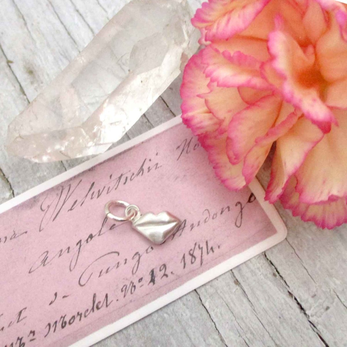 Kissy Lips Charm in Sterling Silver - Luxe Design Jewellery