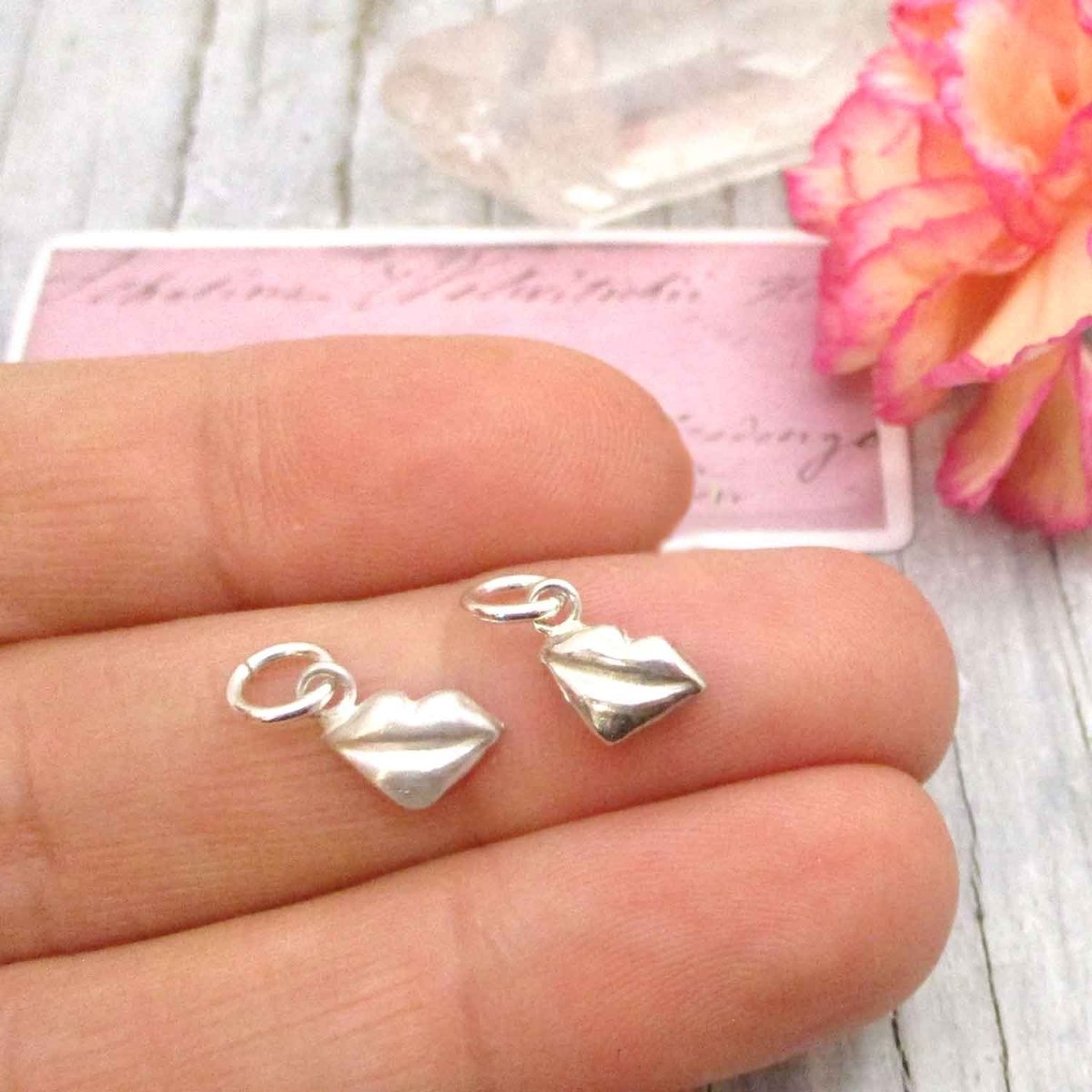 Kissy Lips Charm in Sterling Silver - Luxe Design Jewellery