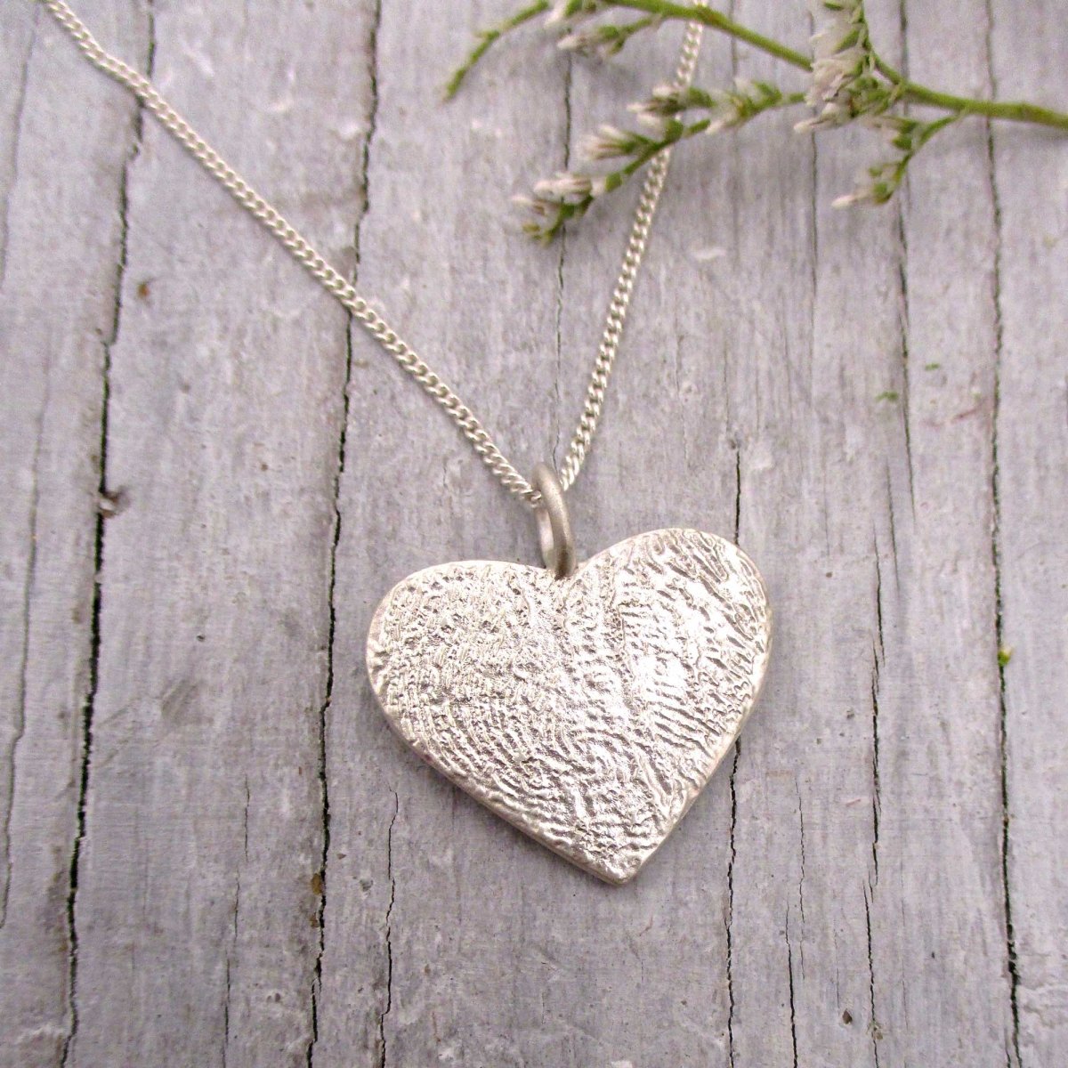 Large Fingerprint Heart Pendant from Flat Ink or Digital Image - Luxe Design Jewellery