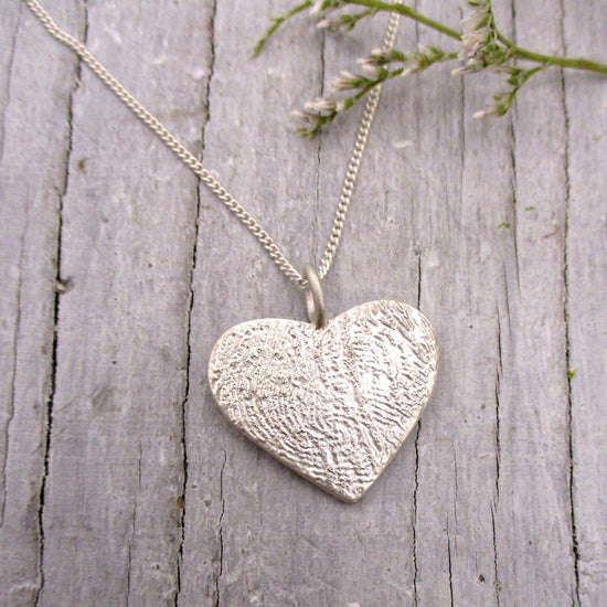Large Fingerprint Heart Pendant from Flat Ink or Digital Image - Luxe Design Jewellery