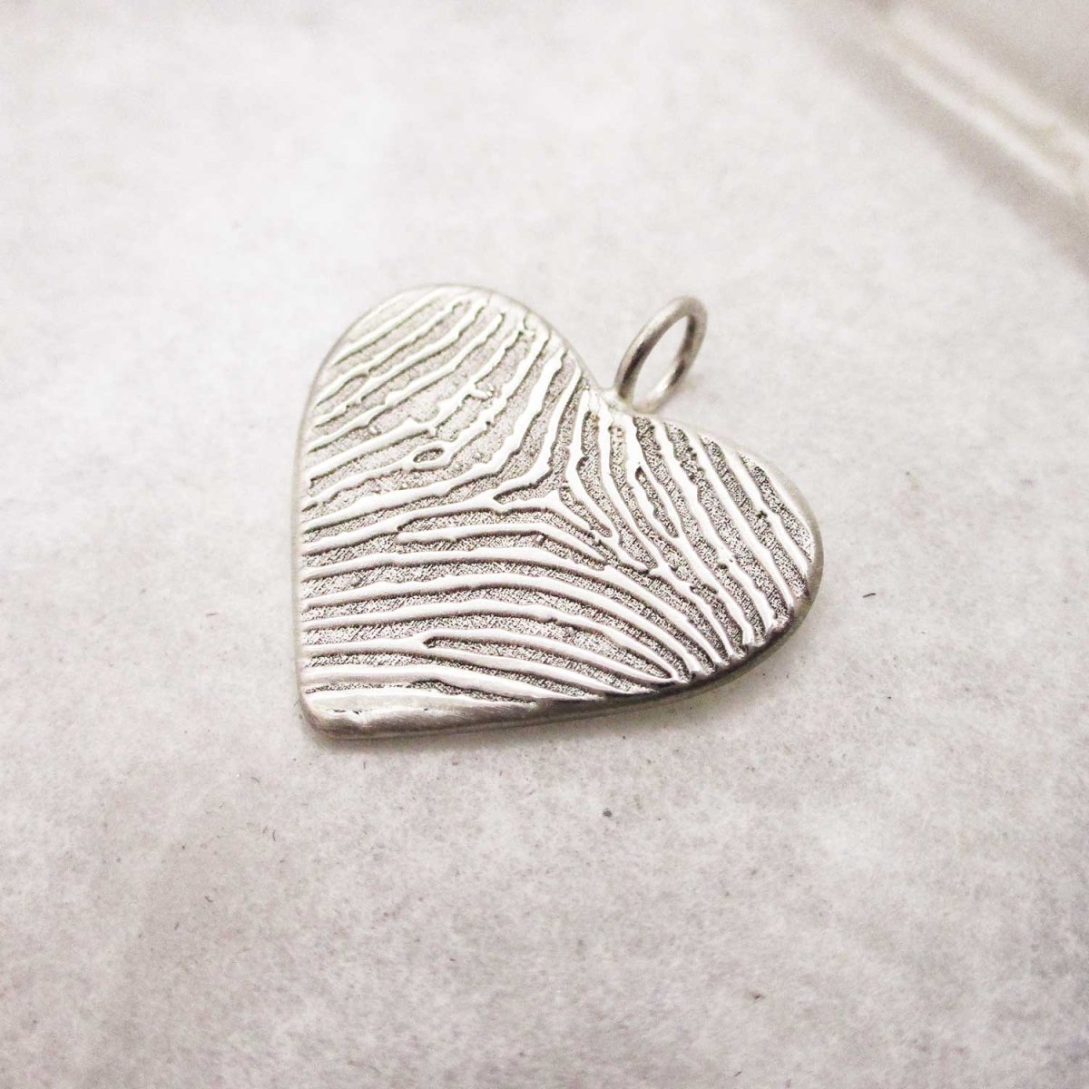 Large Sterling Silver Fingerprint Heart Pendant from Flat Ink or Digital Image