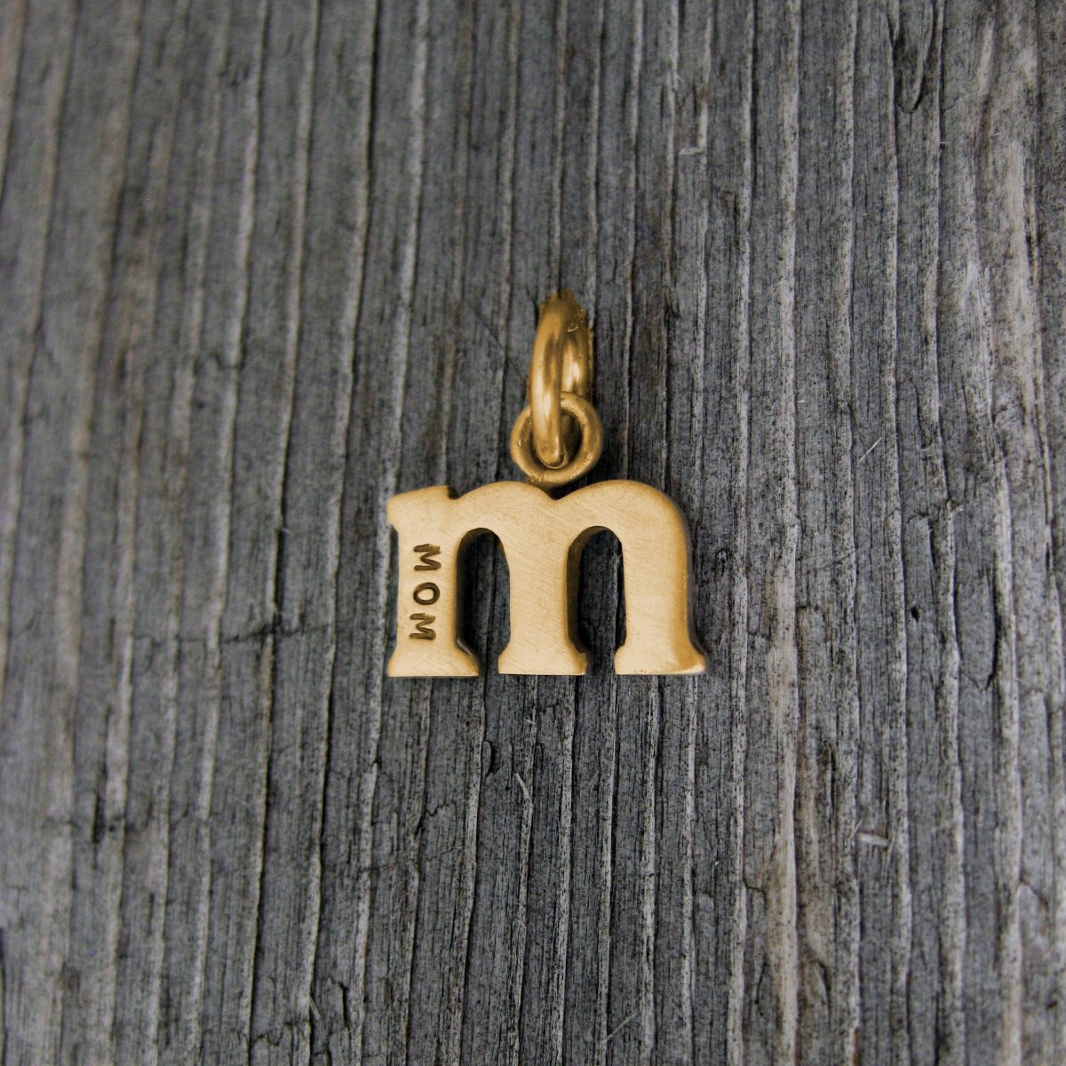 M Initial Necklace in Solid 14k Gold • Tiny Personalized Letter Charm • Lowercase Pendant