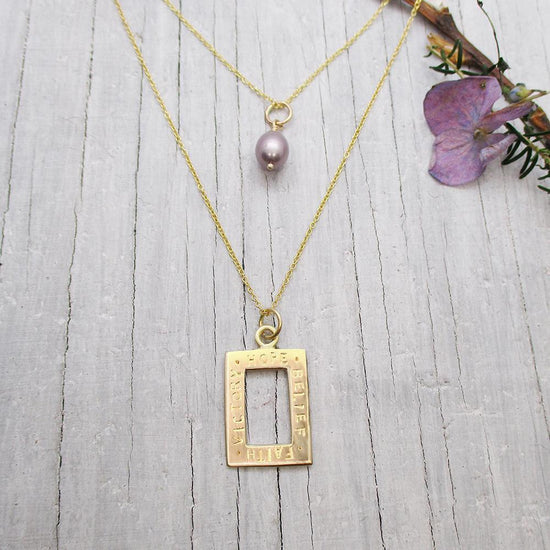 MAID - Regina's Necklace 2 - Gold Personalized Open Rectangle Necklace - Luxe Design Jewellery
